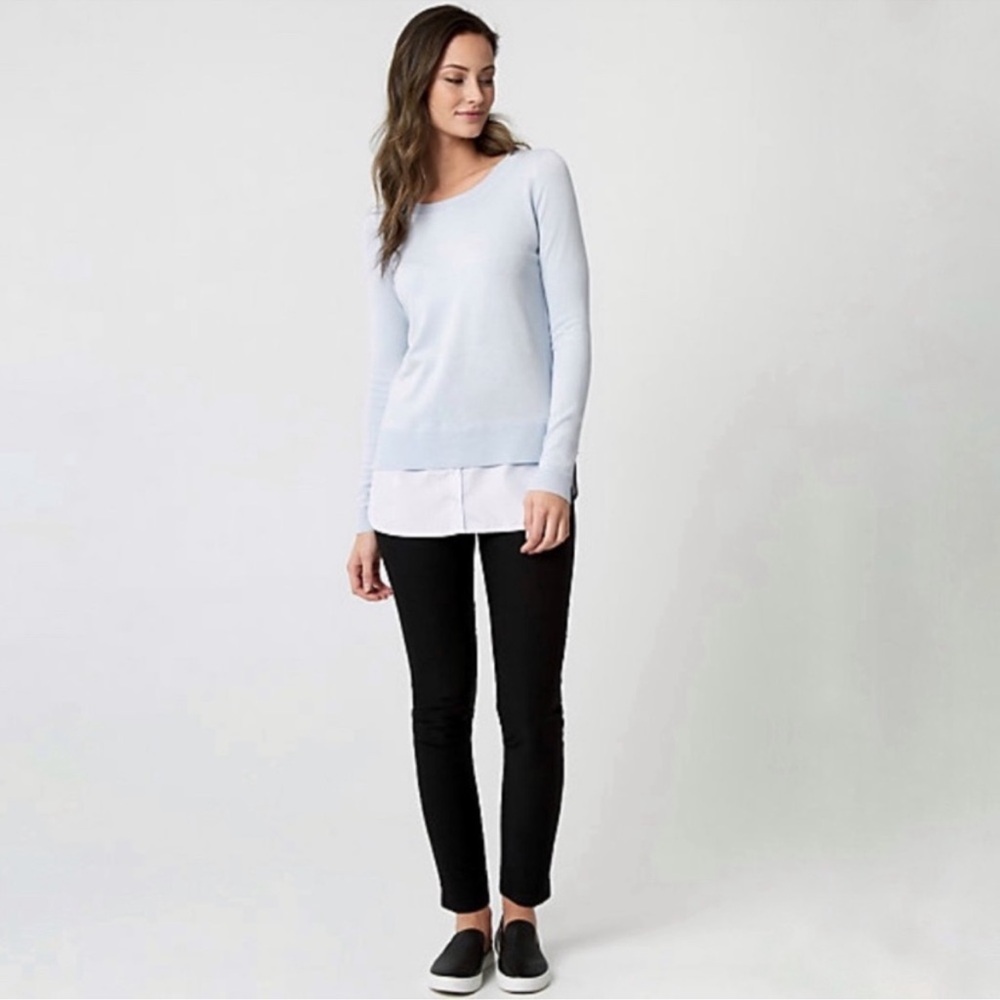 Stripe Knit & Woven 2-in-1 Sweater Pastel Blue New
Size: US XL